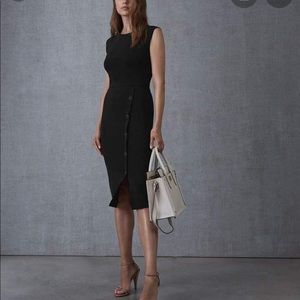 Reiss Sasha Button Detail Stretch Knit Midi Dress